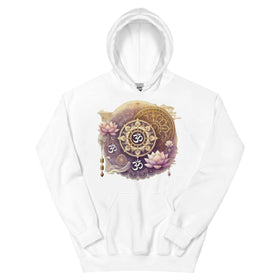 Om Mandala Damen Hoodie – Spirituelles Lila und Gold Design, Yoga Hoodie, Meditationskleidung, Spirituelle Mode, Om Symbol Hoodie, Damenmode, Mandala Kunst